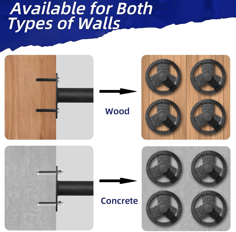 powerfeng Wall Mounted Weight Plate Rack: Wall Mounted Weight Rack Storage for 2" Olympic Weight Plate - Wall Mounted Weight Plate Holder for Gym Home 4PCS - Image 3